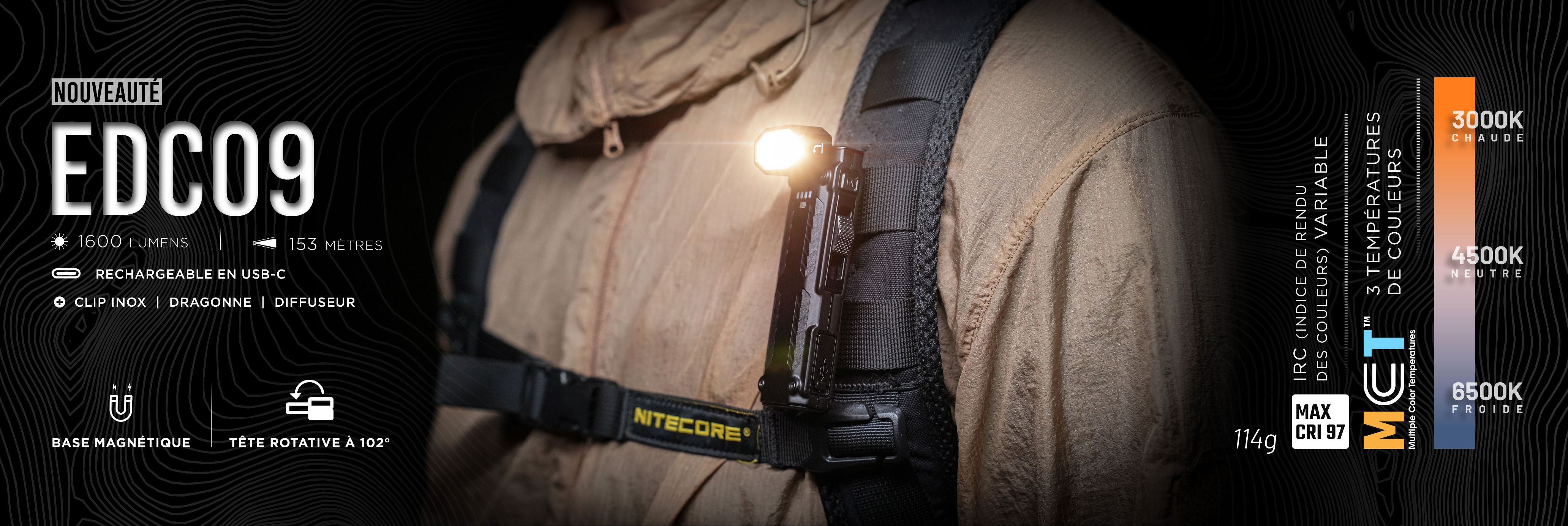 Nouvelle lampe EDC09, avec 3 températures de couleurs et tête rotative